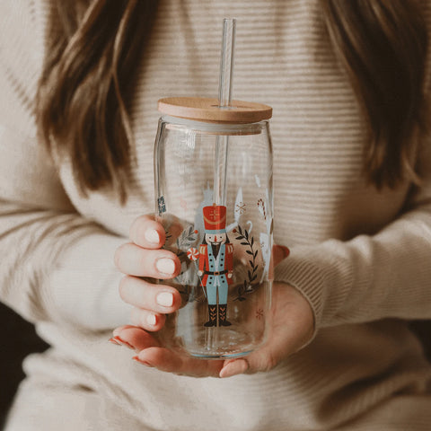 Nutcracker 17 oz Glass Cup