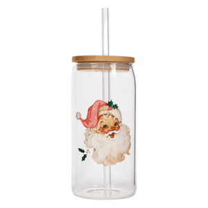 Vintage Santa 17 oz Glass Cup