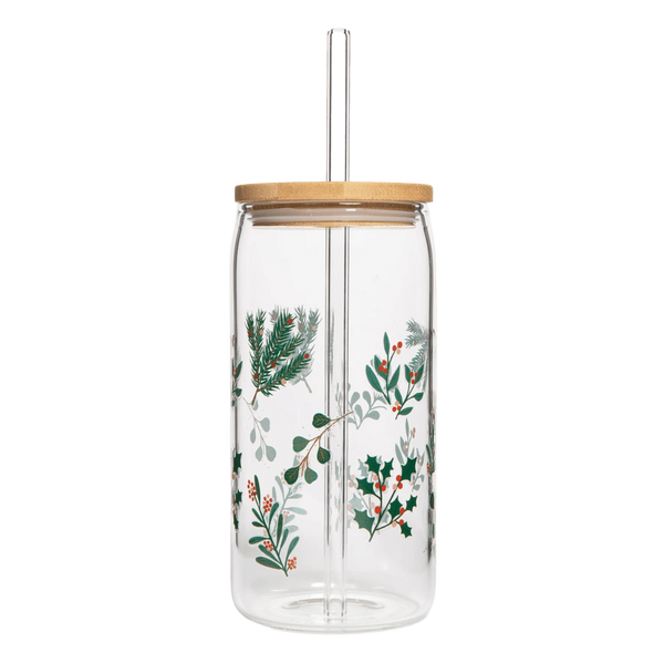 Holly 17 oz Glass Cup