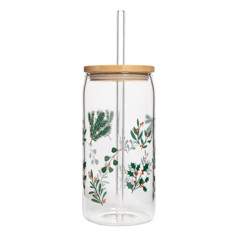 Holly 17 oz Glass Cup