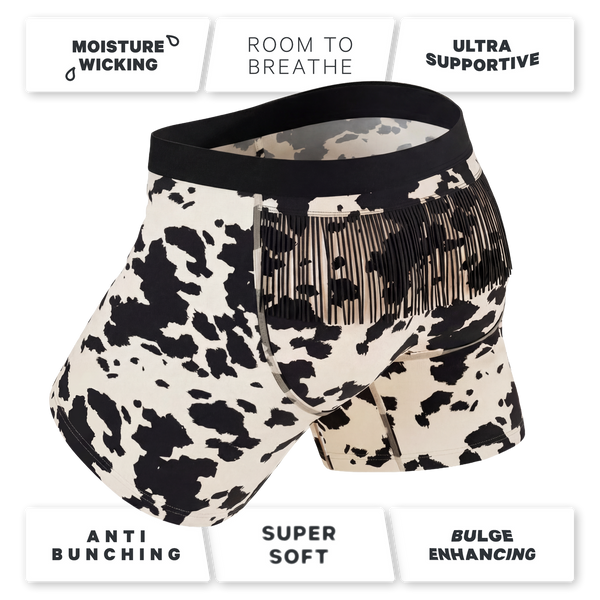 Shinesty Cow Hide Fringe Ball Hammock® Pouch Underwear - The Graze Escape
