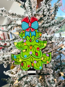 HAND-PAINTED WOOD ORNAMENT | Whimsical Christmas Tree #1