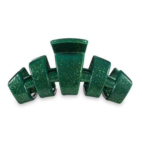 Teleties Classic Hair Clip | Green Glitter