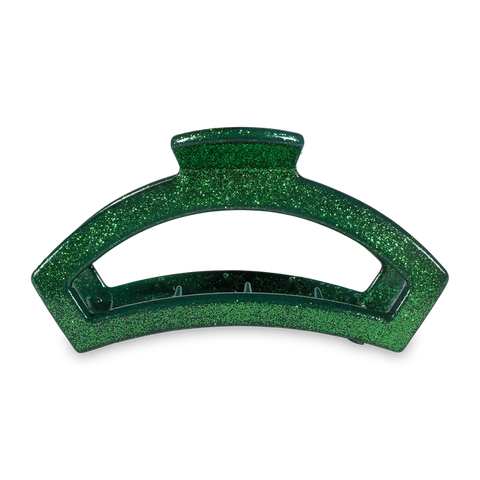 Teleties Open Hair Clip | Green Glitter