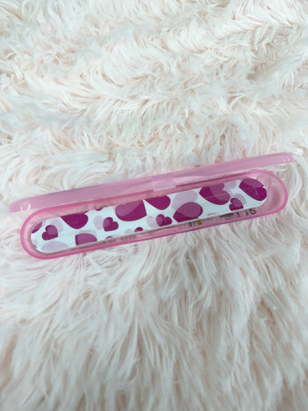 Nail File in Case | Hearts + Pink Case