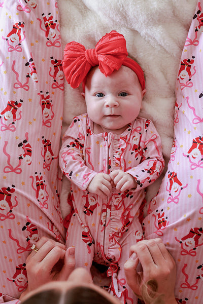 Caden Lane | Christmas Ruffle Zipper Footie - Jolly Ribbons