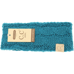 KIDS Solid Cable Knit CC Head Wrap | Teal