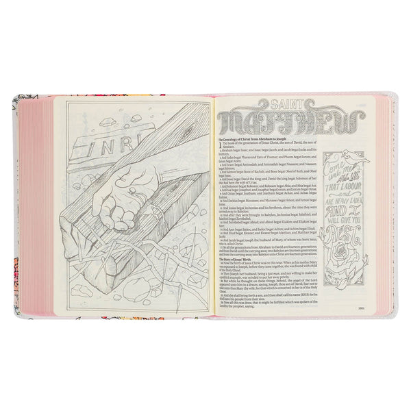 Pearlized White Faux Leather KJV My Creative Bible