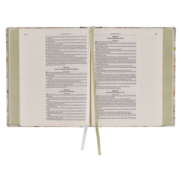 Sage Green Floral Hardcover Amelia Collection Large Print King James Version Note-taking Bible - Luke 22:42