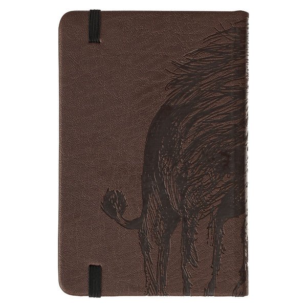 Strength and Defense Lion Walnut-Brown Faux Leather Hardcover Notebook with Elastic Band Closure - Exodus 15:2