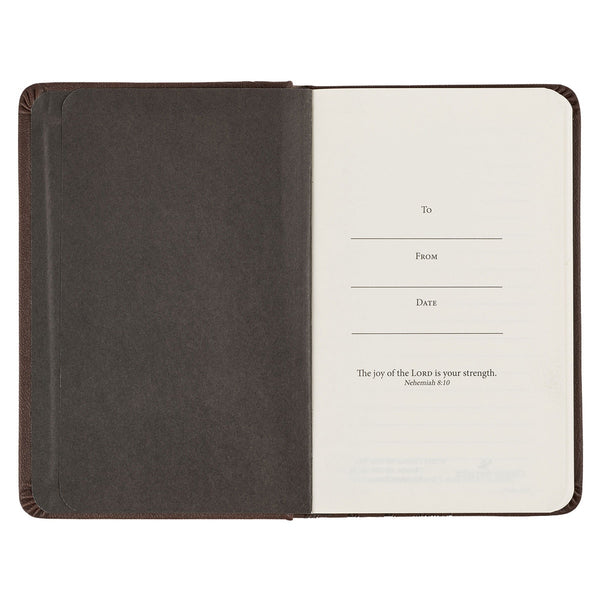 Strength and Defense Lion Walnut-Brown Faux Leather Hardcover Notebook with Elastic Band Closure - Exodus 15:2