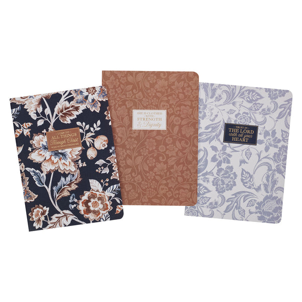 I Can Do All Things Honey-Brown and Navy Large Notebook Set - Philippians 4:13