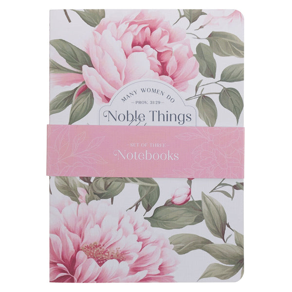 Noble Things Pink Floral Notebook Set - Proverbs 31:29