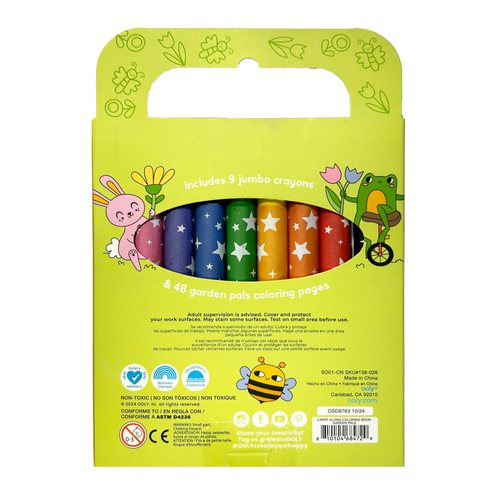 Carry Along! Coloring Book and Crayon Set - Garden Pals - Set of 9 Crayons