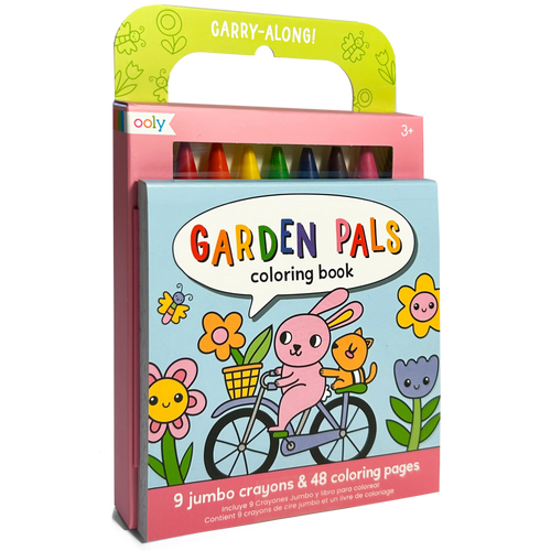 Carry Along! Coloring Book and Crayon Set - Garden Pals - Set of 9 Crayons