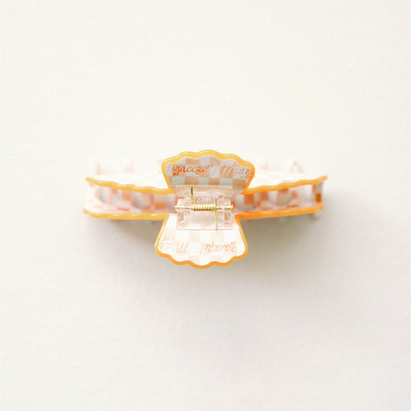 Orange Checkered Scalloped Claw Clip