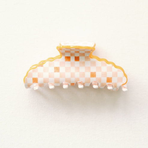 Orange Checkered Scalloped Claw Clip