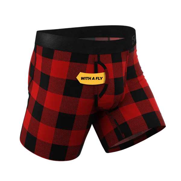 The Red & Black Lumberjack | Buffalo Check Ball Hammock® Pouch Underwear With Fly