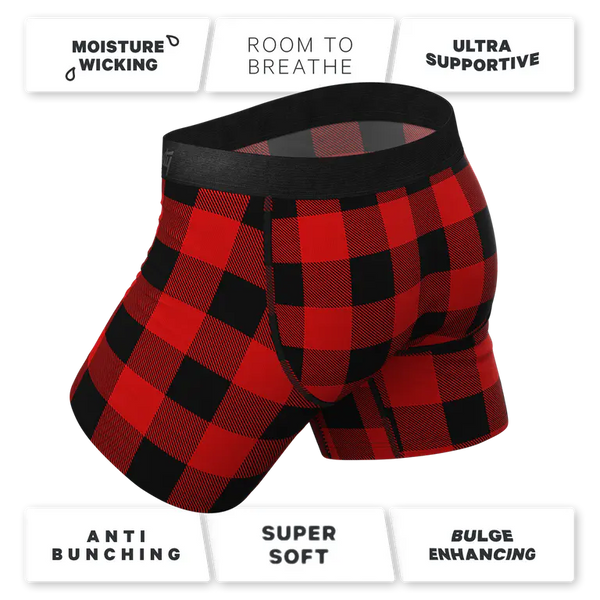 The Red & Black Lumberjack | Buffalo Check Ball Hammock® Pouch Underwear With Fly