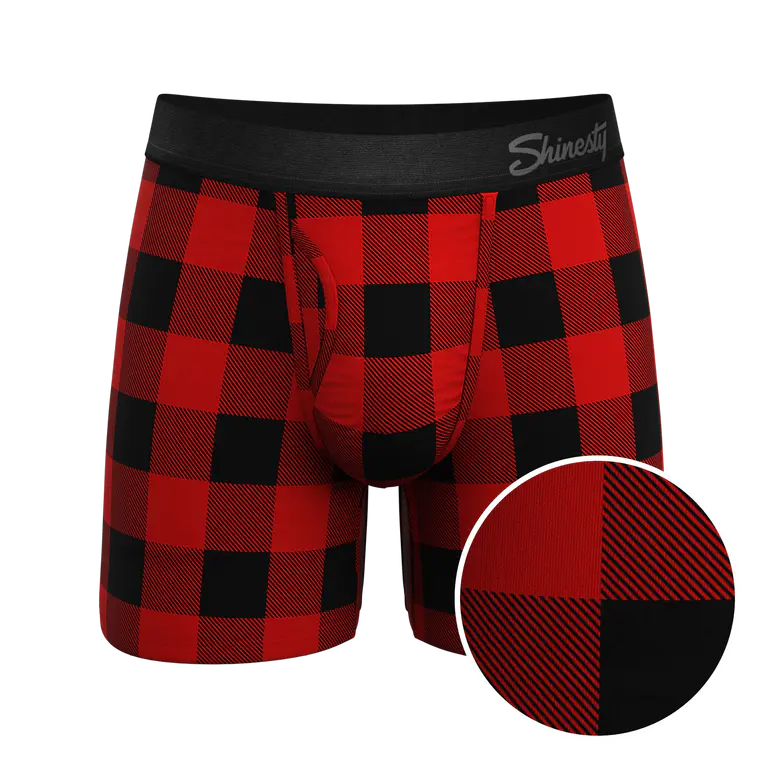 The Red & Black Lumberjack | Buffalo Check Ball Hammock® Pouch Underwear With Fly