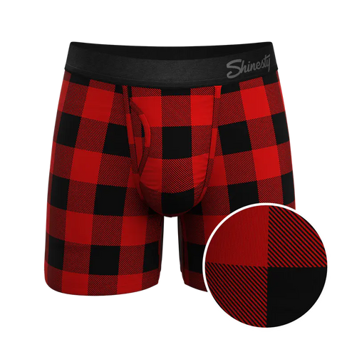 The Red & Black Lumberjack | Buffalo Check Ball Hammock® Pouch Underwear With Fly