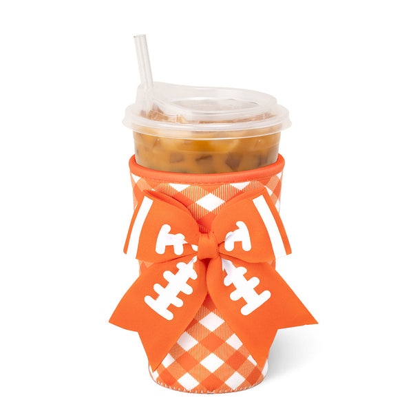 Swig Medium Iced Cup Coolie - Orange Gameday Gingham