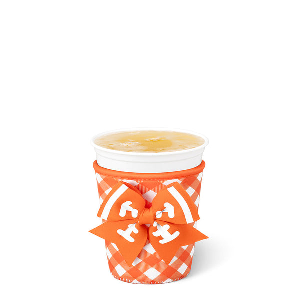 Swig Small Iced Cup Coolie - Orange Gameday Gingham