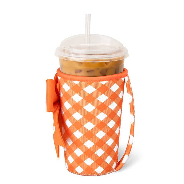 Swig Medium Iced Cup Coolie - Orange Gameday Gingham