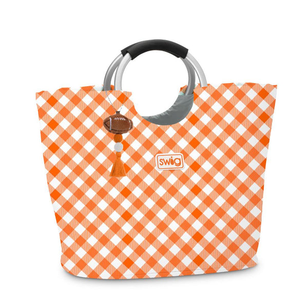 Swig Gameday Gingham Orange Loopi Tote Bag
