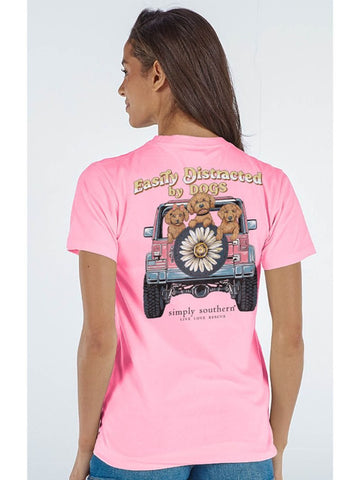 Simply Southern Short Sleeve Tee - Easily Distracted by Dogs