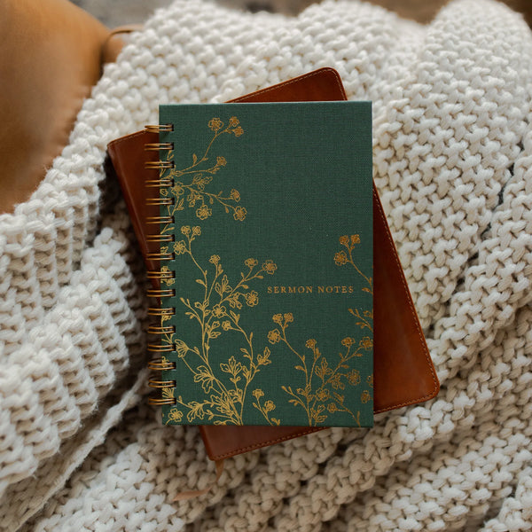 Sermon Notes Journal - Green Floral