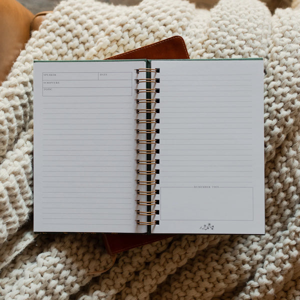 Sermon Notes Journal - Green Floral