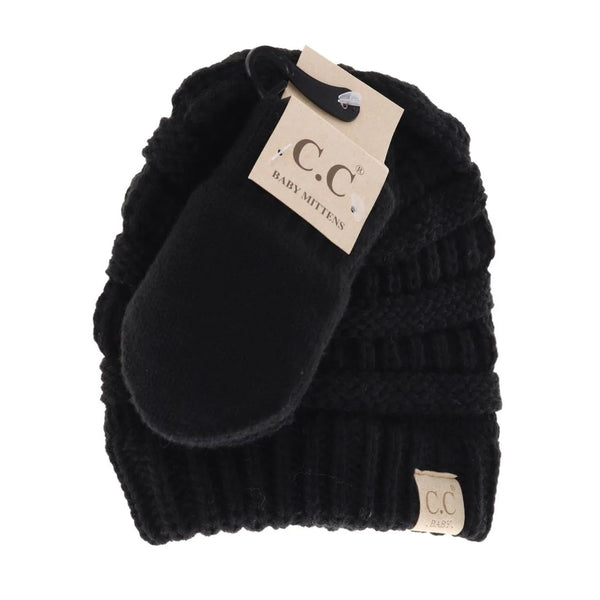 BABY Solid C.C Beanie with Mitten SET