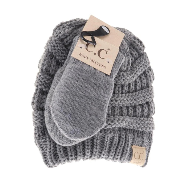 BABY Solid C.C Beanie with Mitten SET