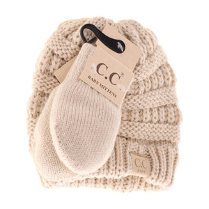 BABY Solid C.C Beanie with Mitten SET