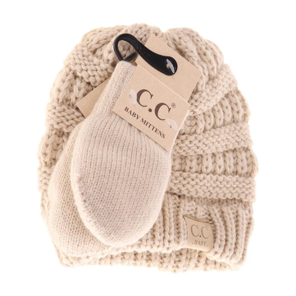 BABY Solid C.C Beanie with Mitten SET