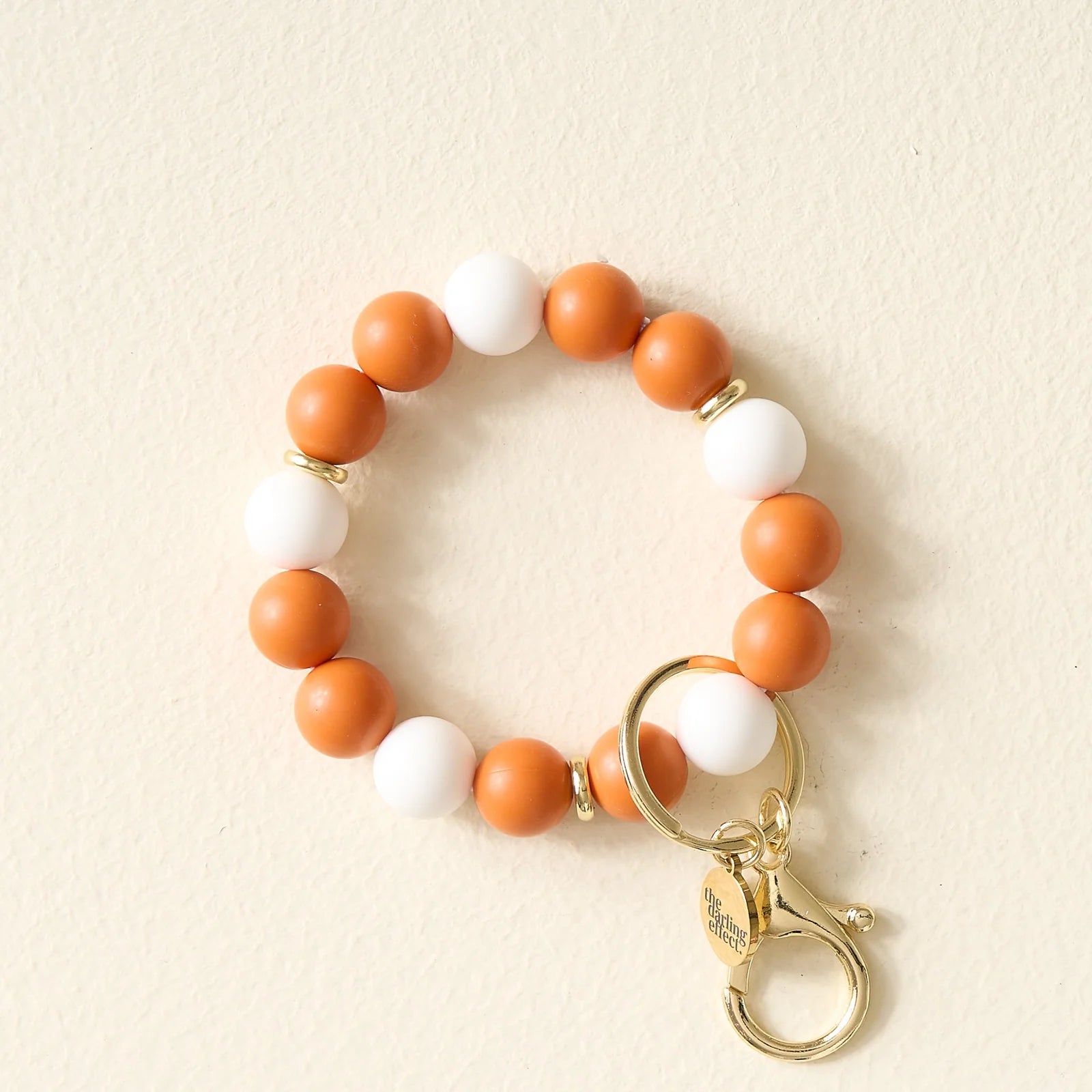 Hands-Free Keychain Wristlet - Orange + White