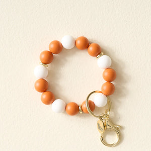 Hands-Free Keychain Wristlet - Orange + White