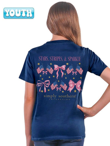 YOUTH Simply Southern Short Sleeve Tee - Stars, Stripes, & Sparkles