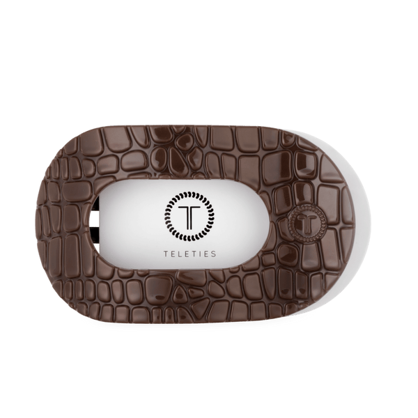 Teleties Flat Round Clip - Brown Crocodile