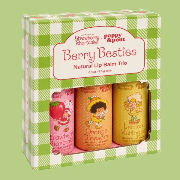 Poppy & Pout Limited Edition Lip Balm Trio - Berry Besties (Strawberry Shortcake)