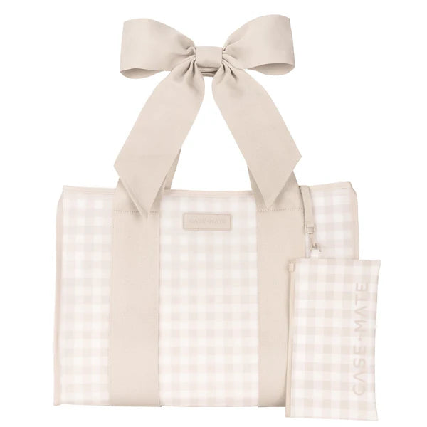 Case-Mate Latte Gingham Bow Jelly Tote Bag