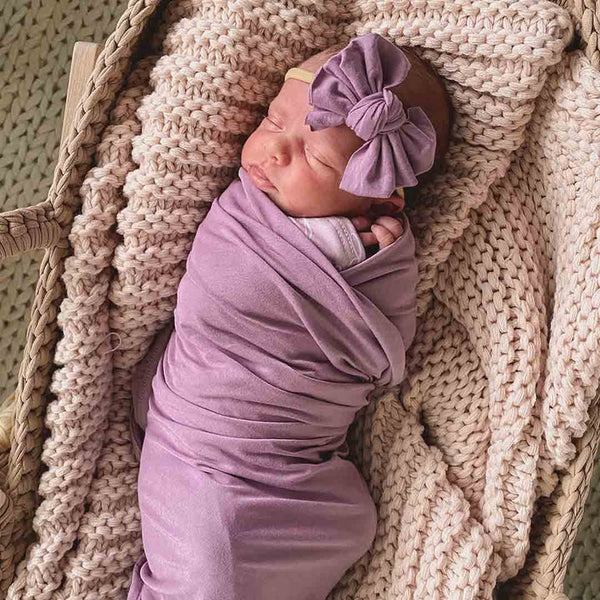 Caden Lane | Dusty Purple Bamboo Knit Swaddle
