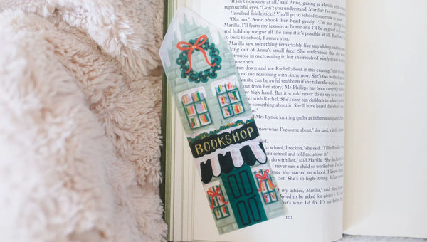 Holiday Bookshop Christmas Transparent Bookmark