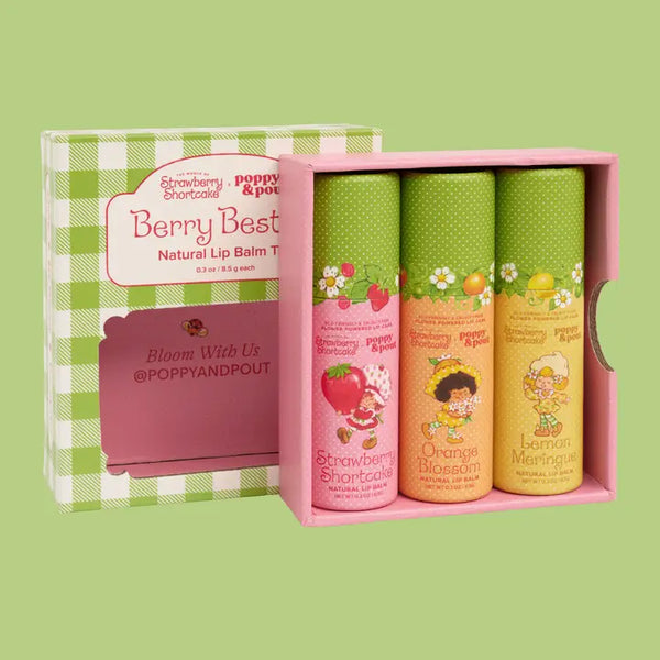 Poppy & Pout Limited Edition Lip Balm Trio - Berry Besties (Strawberry Shortcake)