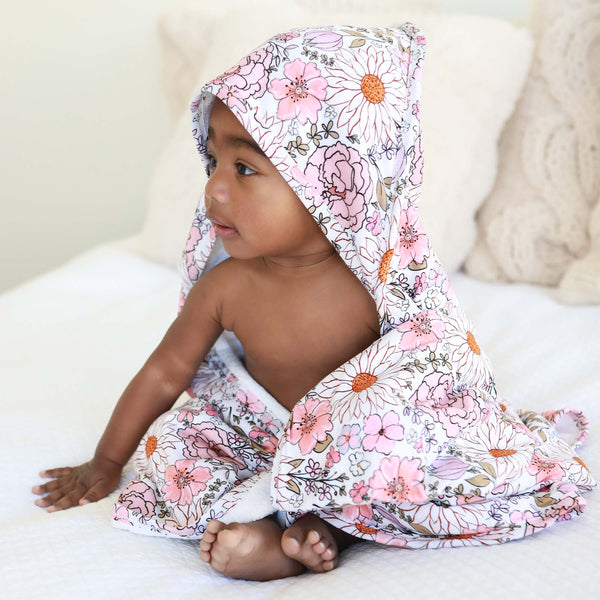 Caden Lane | Bamboo Hooded Towel - Purple Floral
