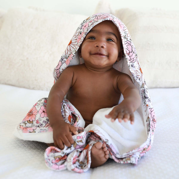 Caden Lane | Bamboo Hooded Towel - Purple Floral
