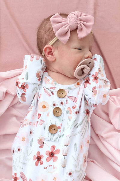 Caden Lane | Wren's Wildflower Newborn Baby Knot Gown & Hat Set