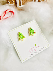 HANDMADE Christmas Tree Sugar Cookies Stud Earrings | Green