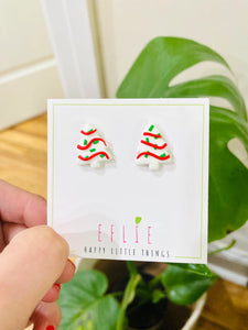 HANDMADE Christmas Tree Cake Stud Earrings